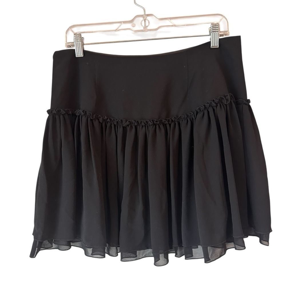 NWT Banana Republic Black Shirred Dropwaist Lined Tiered Ruffle Mini Skirt, 10 - Picture 4 of 9